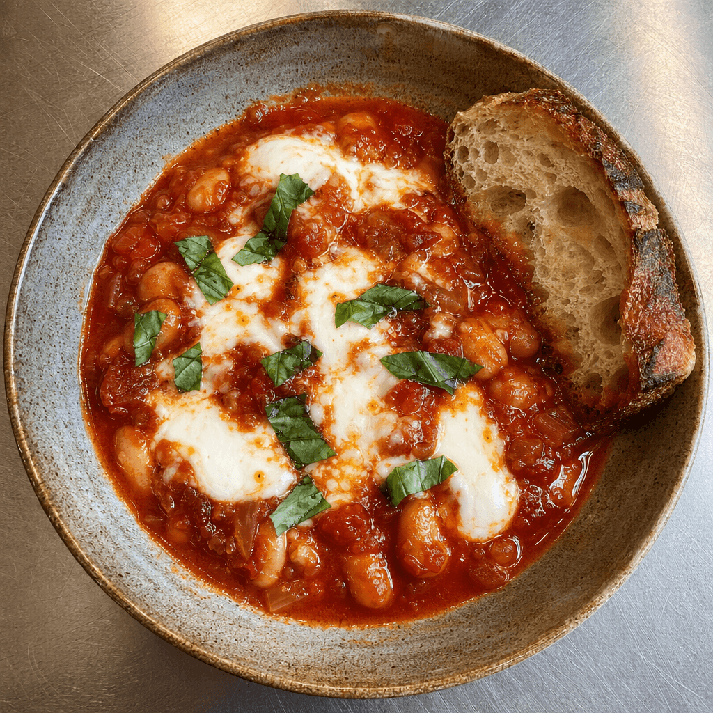 Rich Tomato Butter Beans with Mozzarella