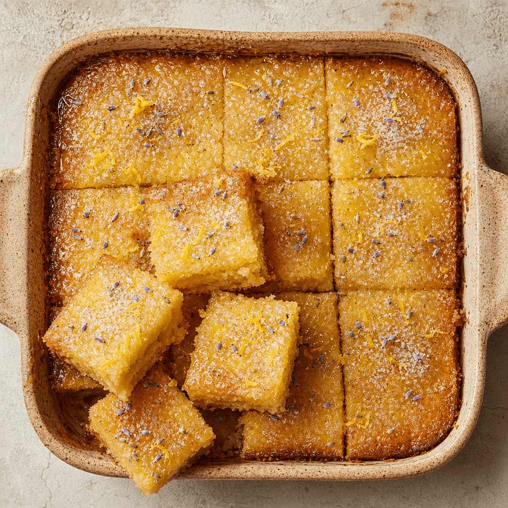 Lemon Drizzle Traybake with Lavender Sugar