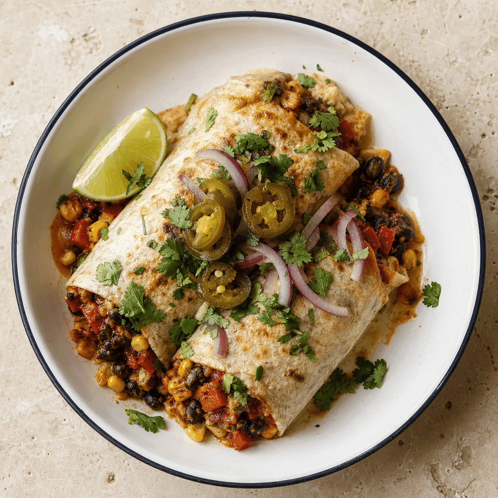 Spiced Black Bean and Sweetcorn Burritos
