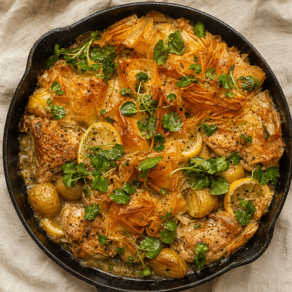 Lemon Herb Chicken Pie with Filo