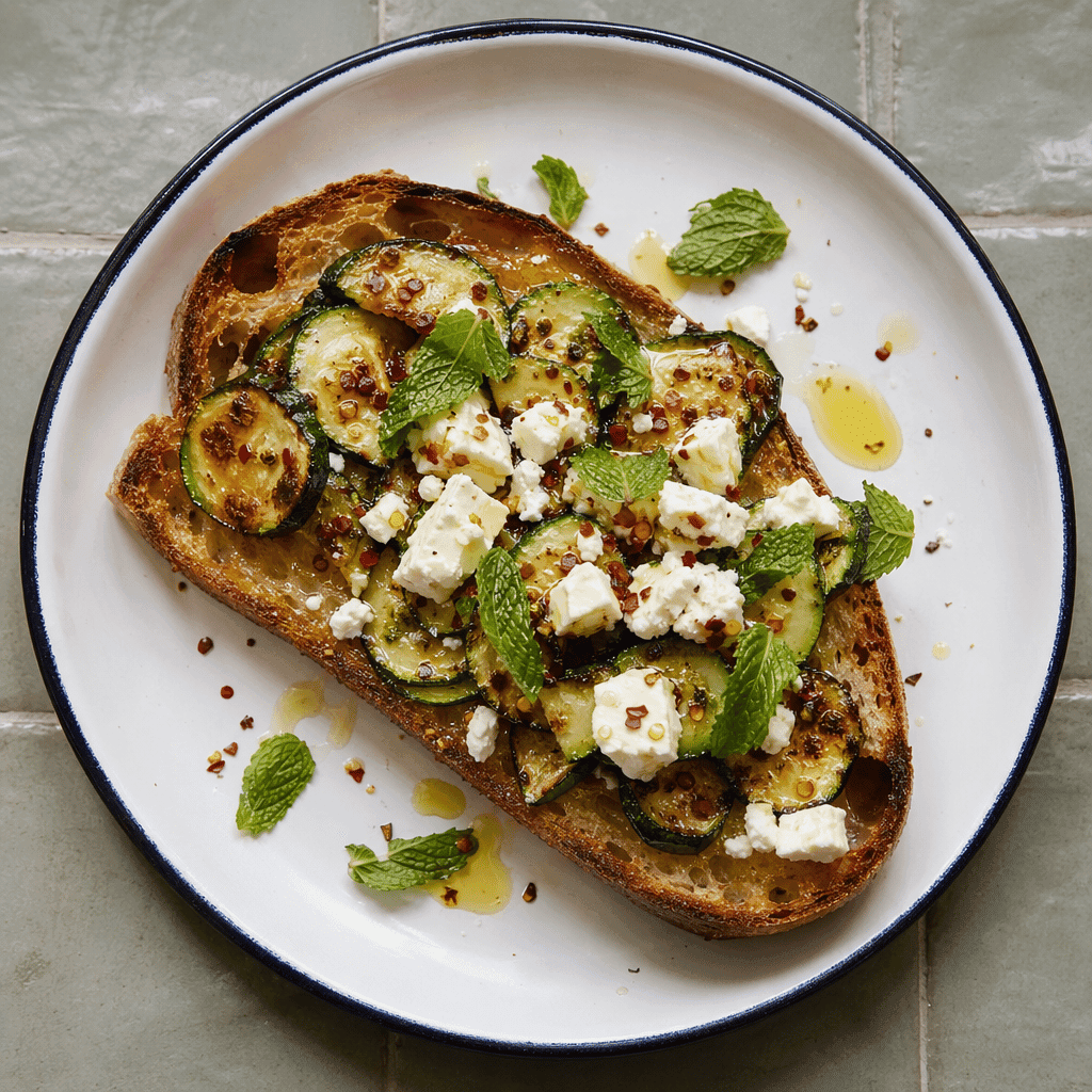 Griddled Courgette and Feta Bruschetta