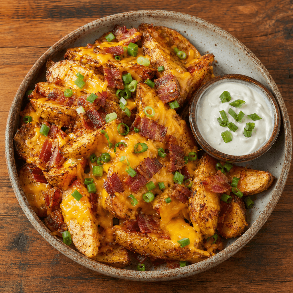Loaded Potato Wedges with Sour Cream