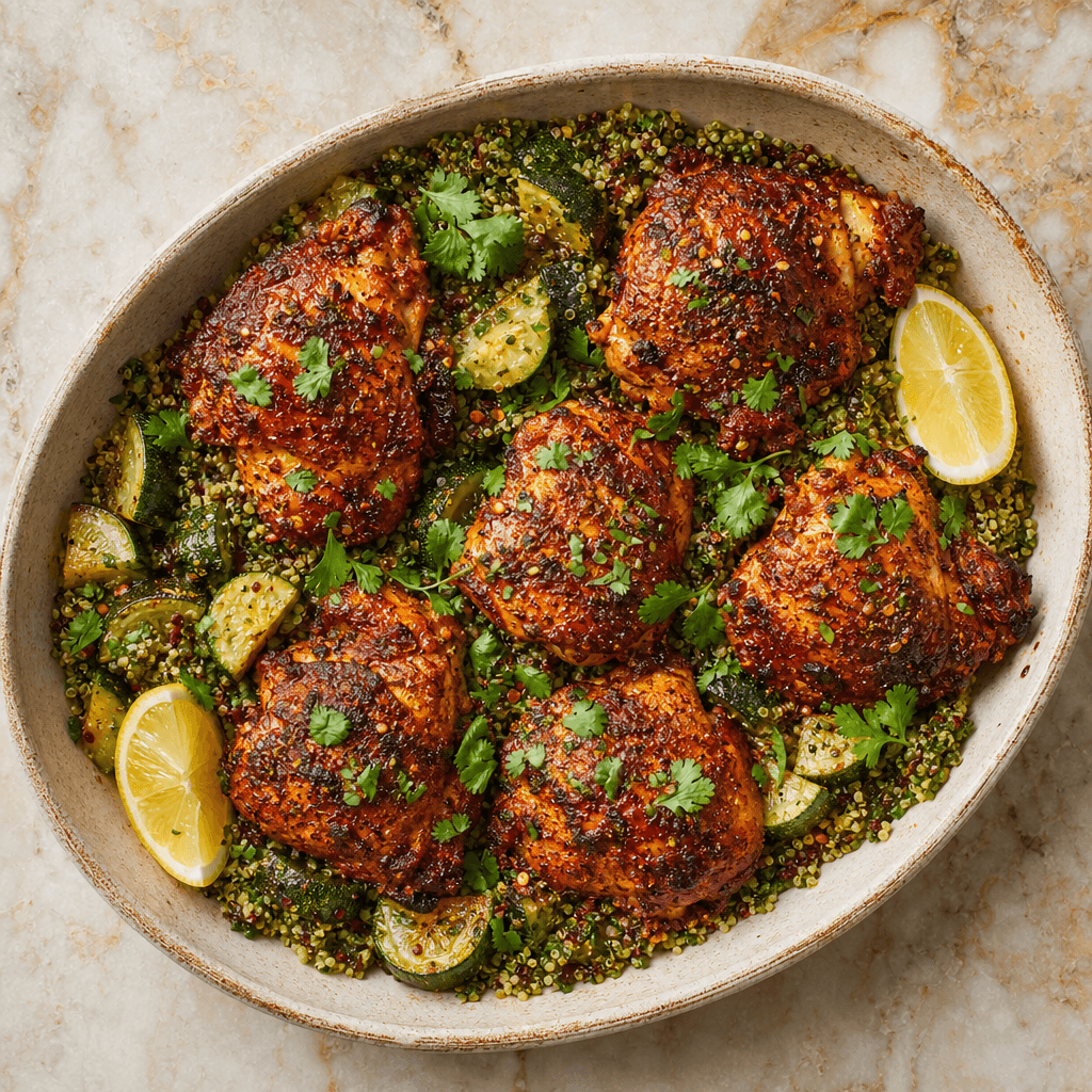 Harissa Chicken with Roasted Courgette & Quinoa