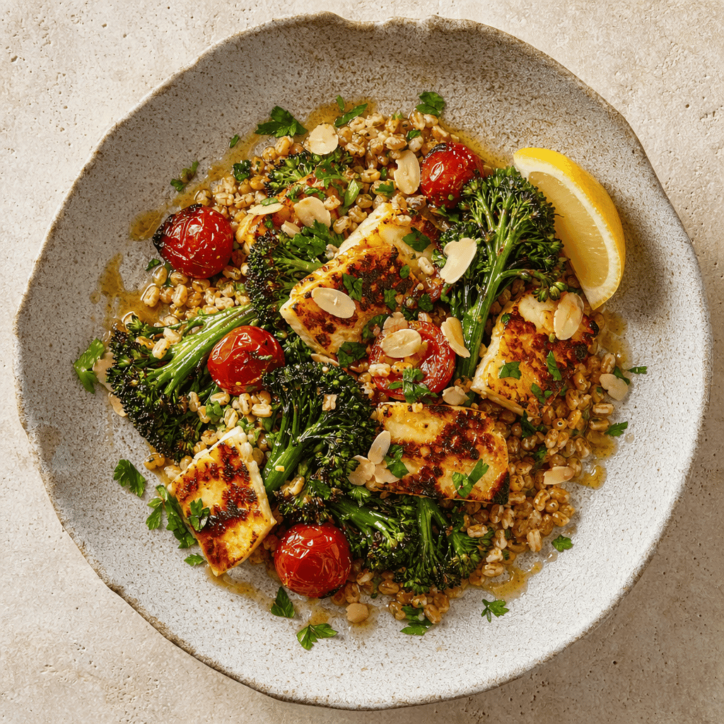 Charred Broccoli and Halloumi Grain Bowl