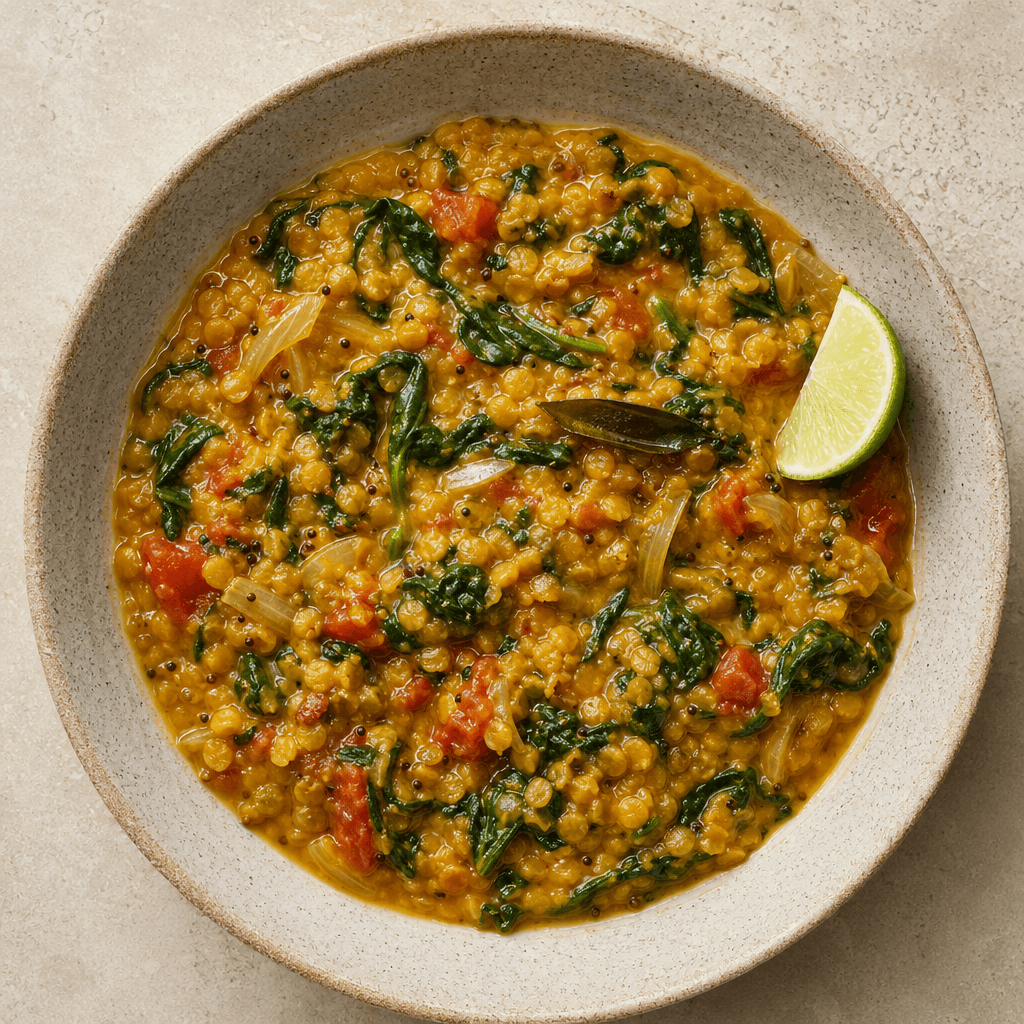 Coconut Dhal with Spinach & Tomatoes