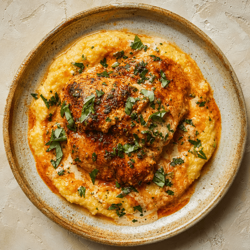 Creamy Paprika Chicken with Polenta