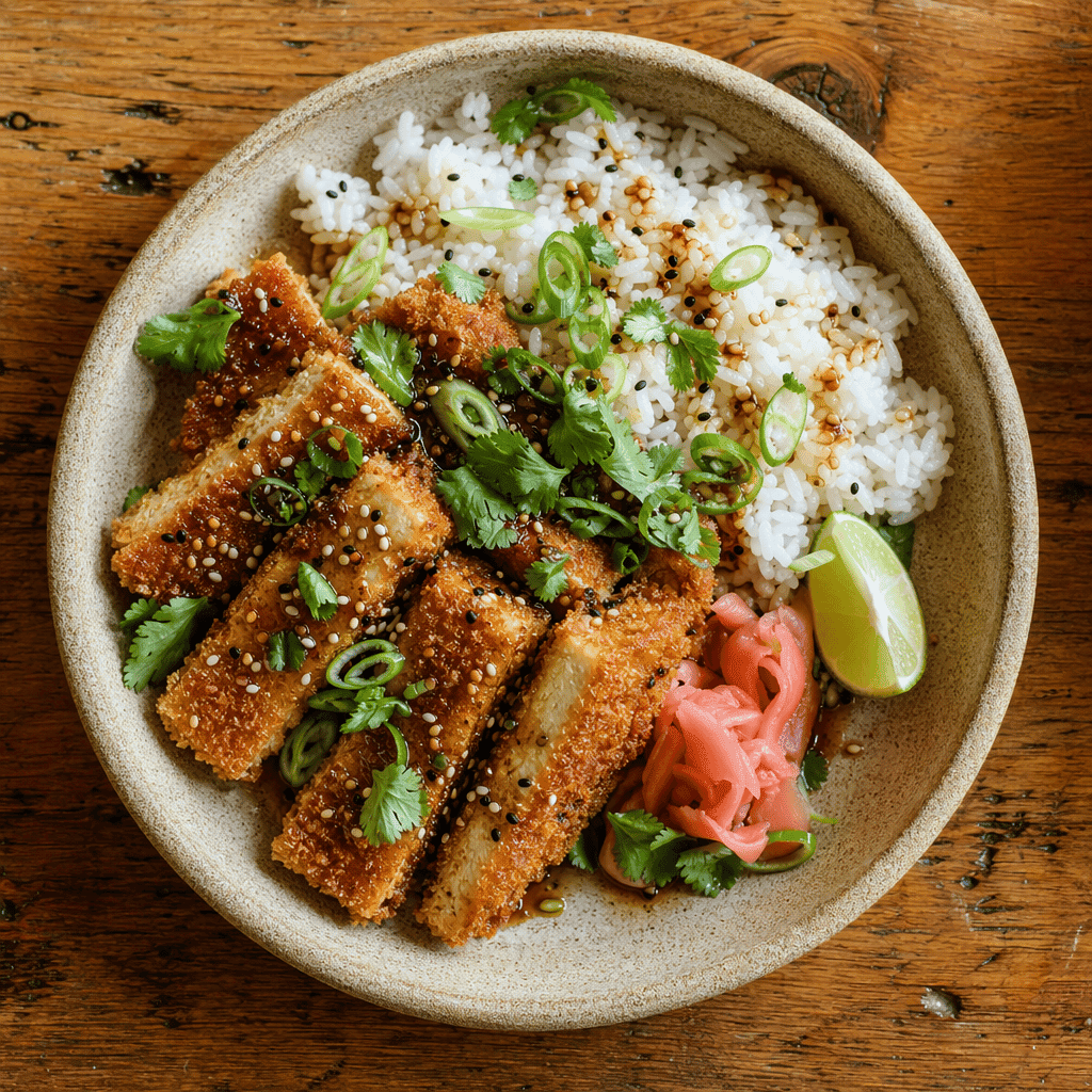 Crispy Tofu Katsu with Sticky Rice