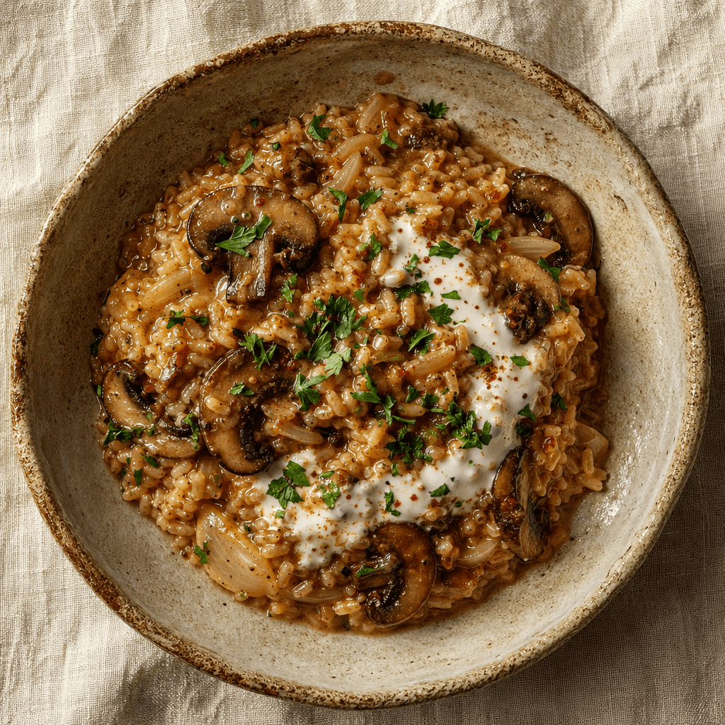 Mushroom Stroganoff Rice