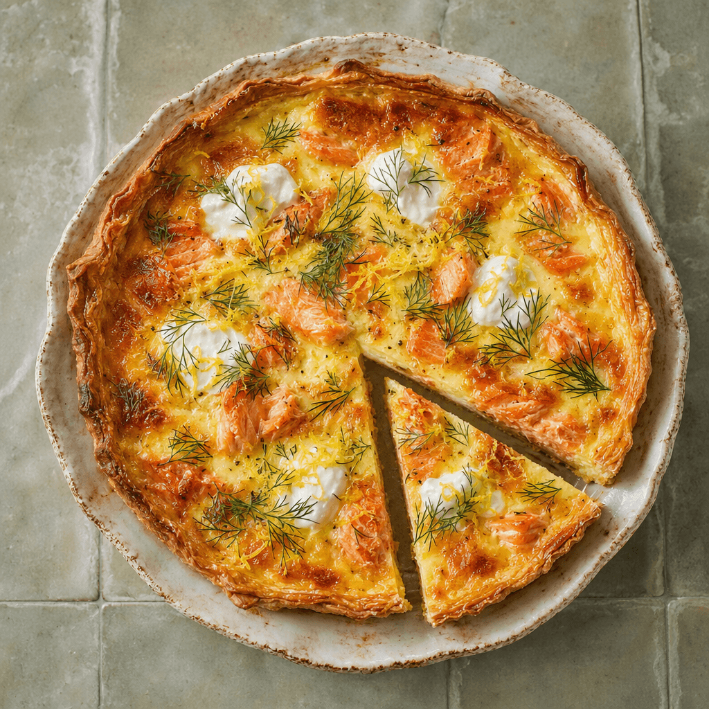 Hot-Smoked Salmon and Soured Cream Tart