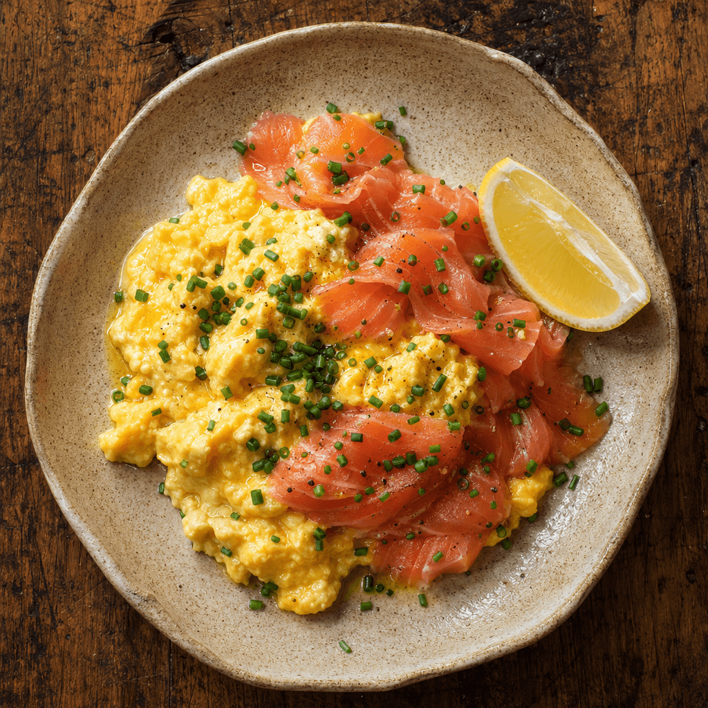 Silky Scrambled Eggs with Smoked Salmon & Chives