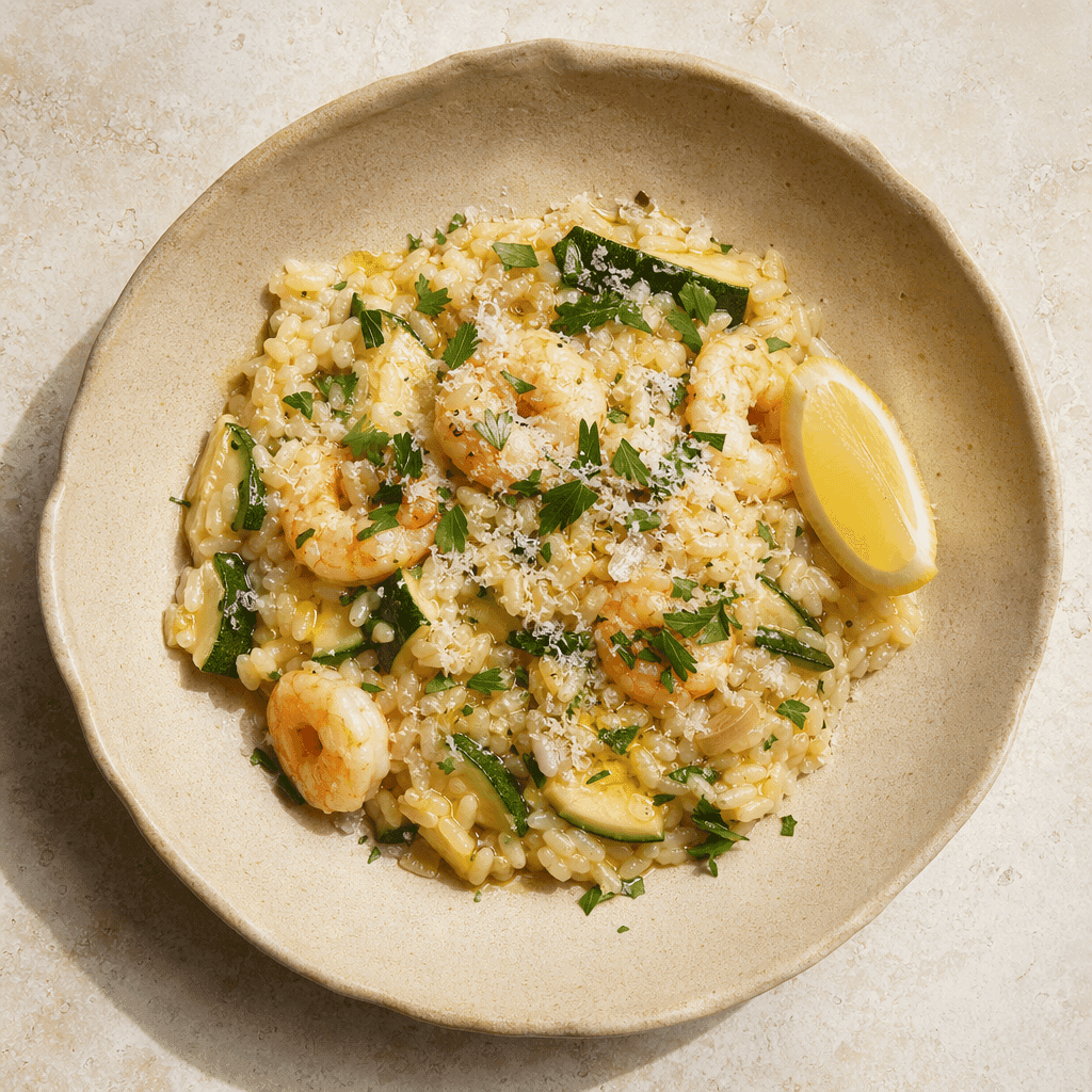 Prawn and Courgette Risotto with Lemon
