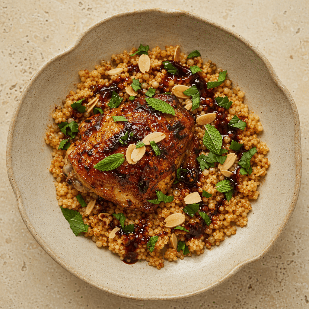 Harissa Chicken Thighs with Couscous and Herbs