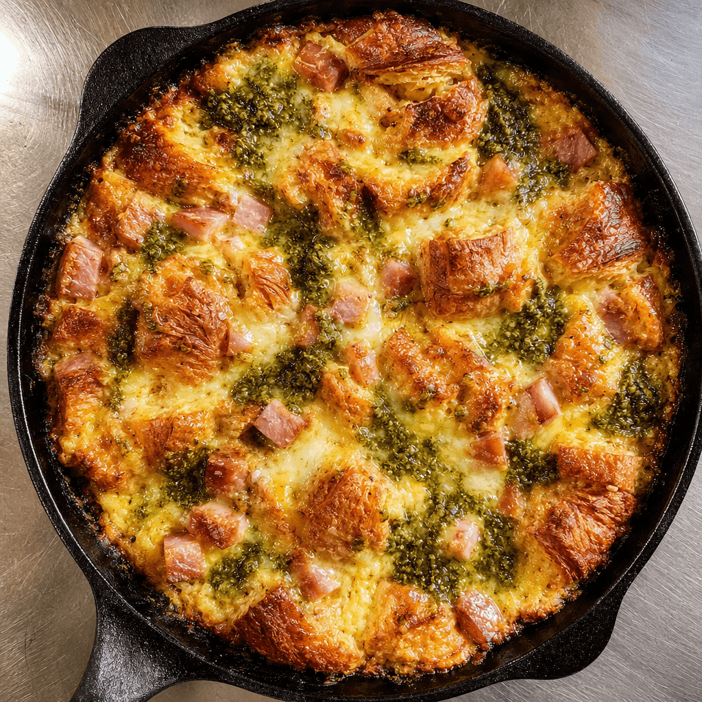 Ham and Cheese Croissant Casserole