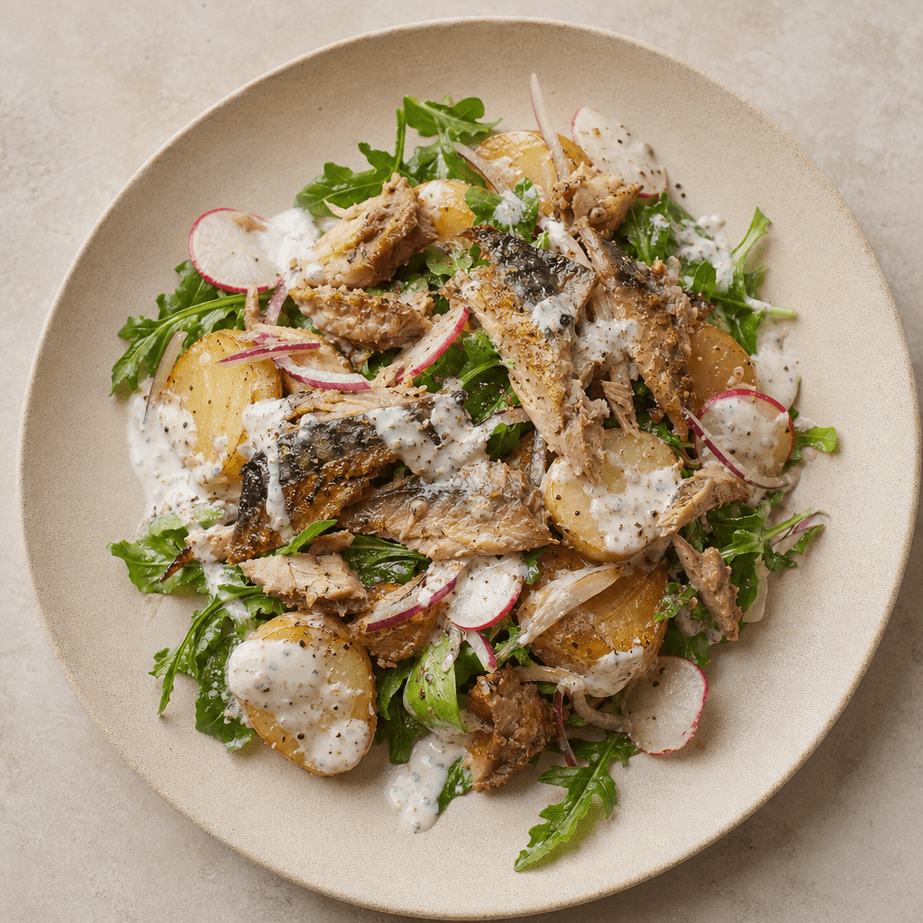 Mackerel & Potato Salad with Horseradish Dressing