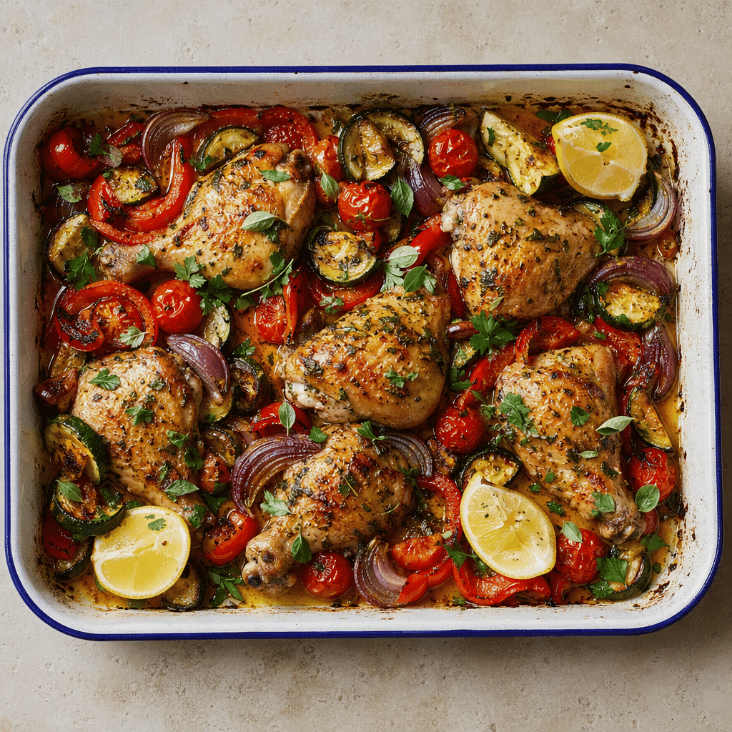 Lemon and Herb Chicken Traybake with Summer Veg