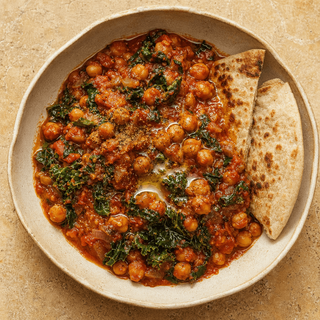 Harissa Chickpeas with Tomatoes & Greens