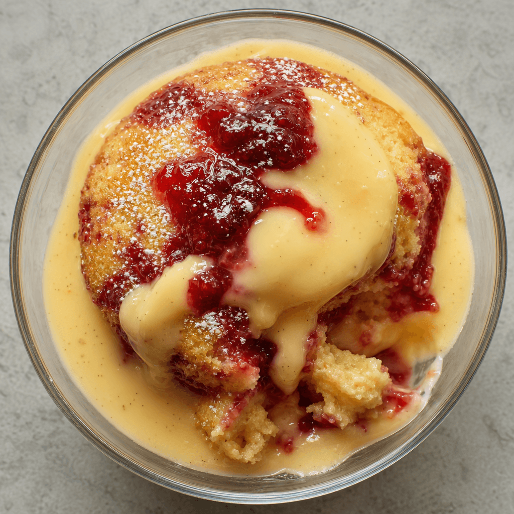 Jam Sponge Pudding with Custard