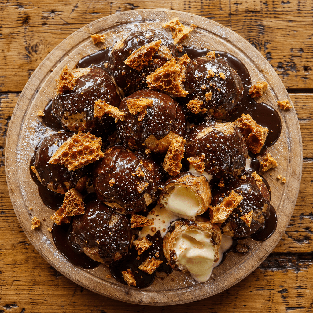 Honeycomb & Cream Profiteroles
