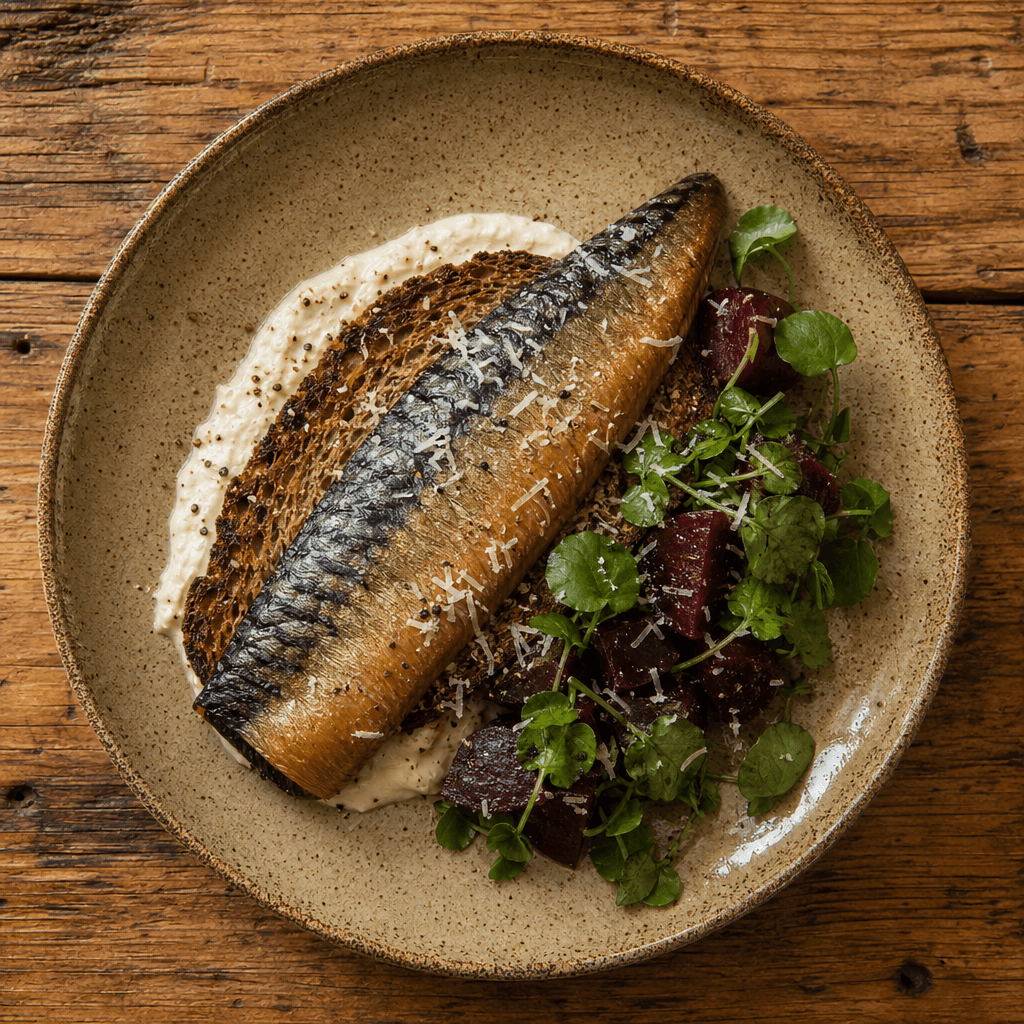 Hot-Smoked Mackerel with Beetroot, Horseradish and Watercress