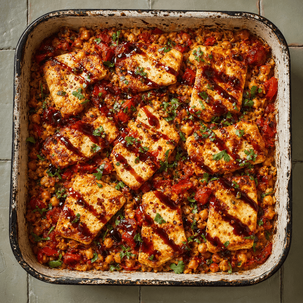 Pan-Seared Halloumi with Roasted Tomatoes & Chickpeas