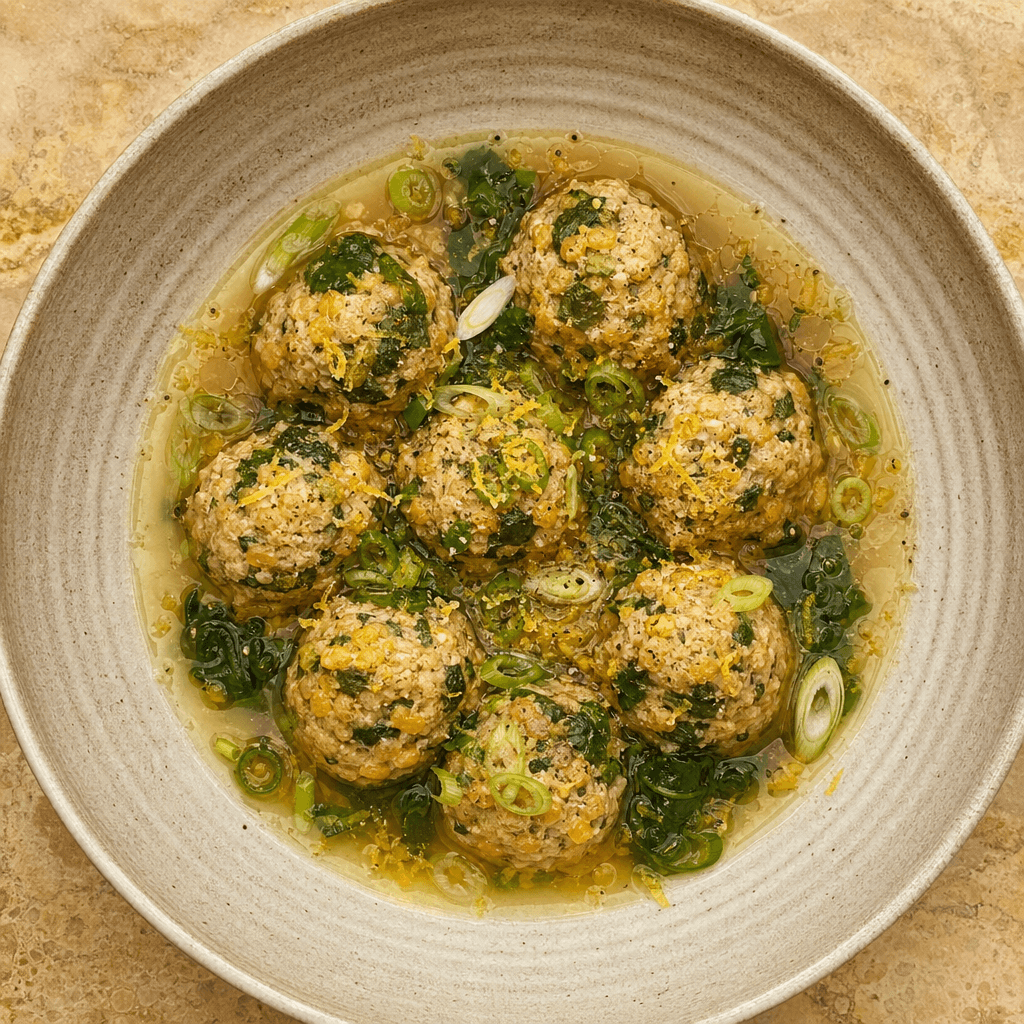Turkey & Spinach Meatballs in Broth