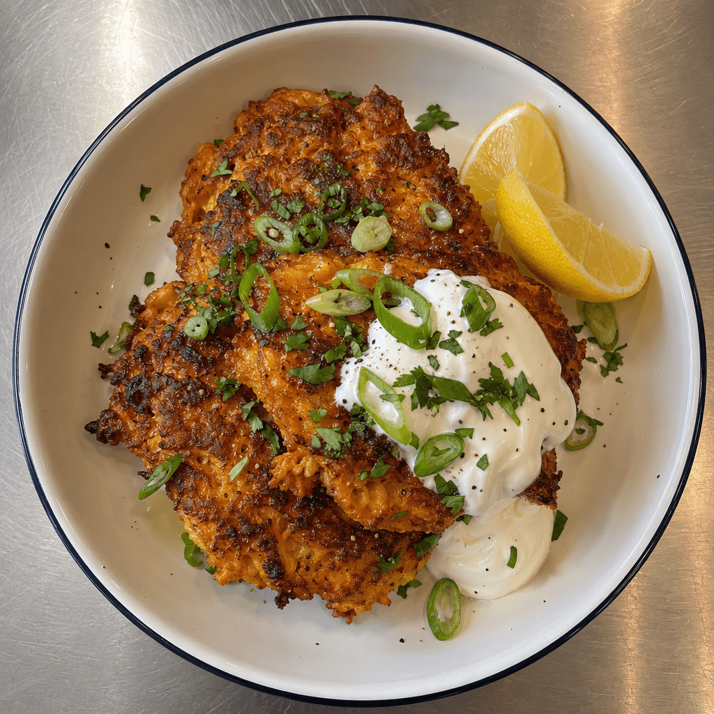 Sweet Potato Fritters with Soured Cream