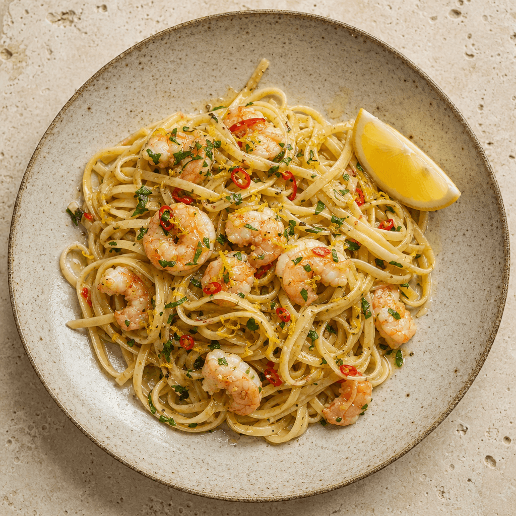 Garlic Butter Prawn Linguine