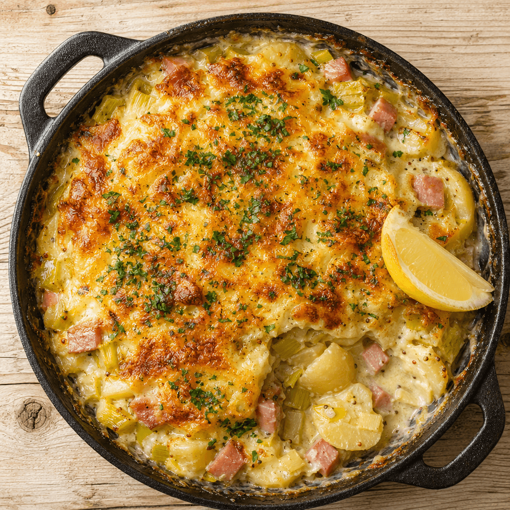 Creamy Leek, Ham & Potato Bake