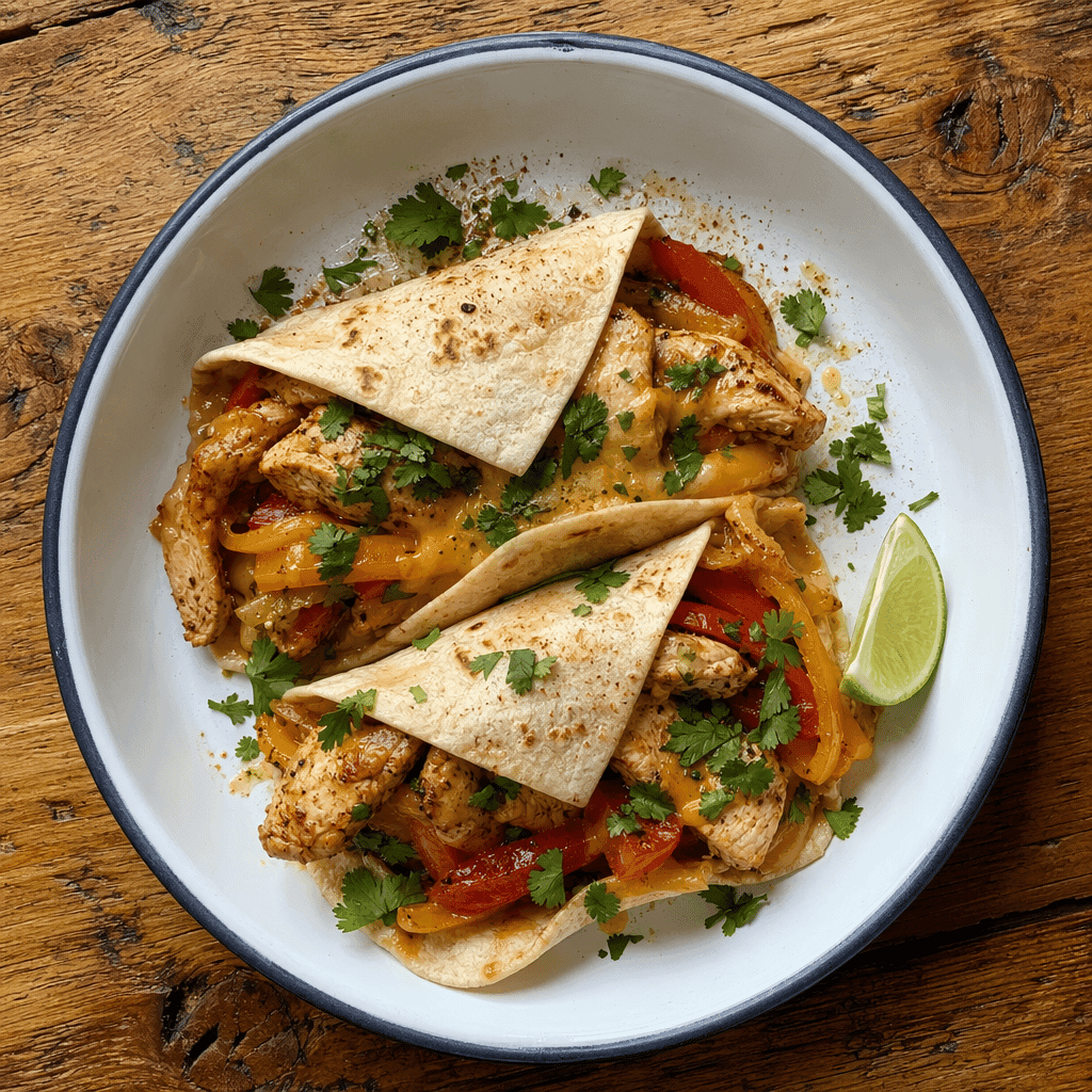 Chicken Fajita Wraps with Peppers and Cheese
