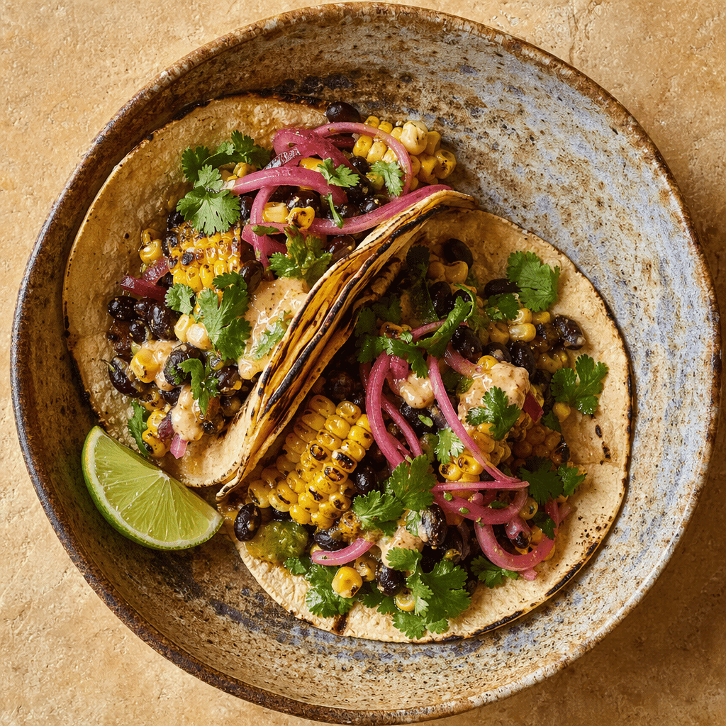 Charred Sweetcorn and Black Bean Tacos