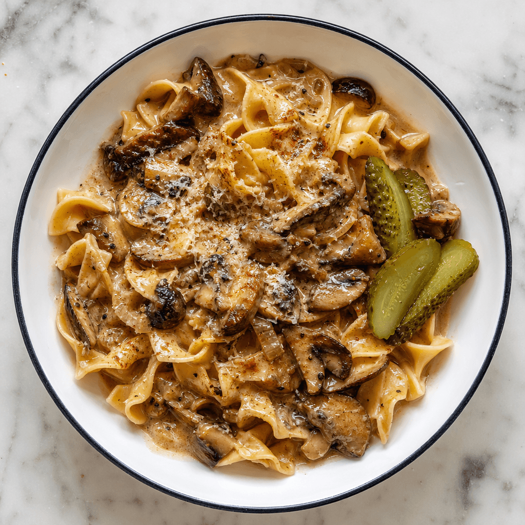 Wild Mushroom Stroganoff with Egg Noodles