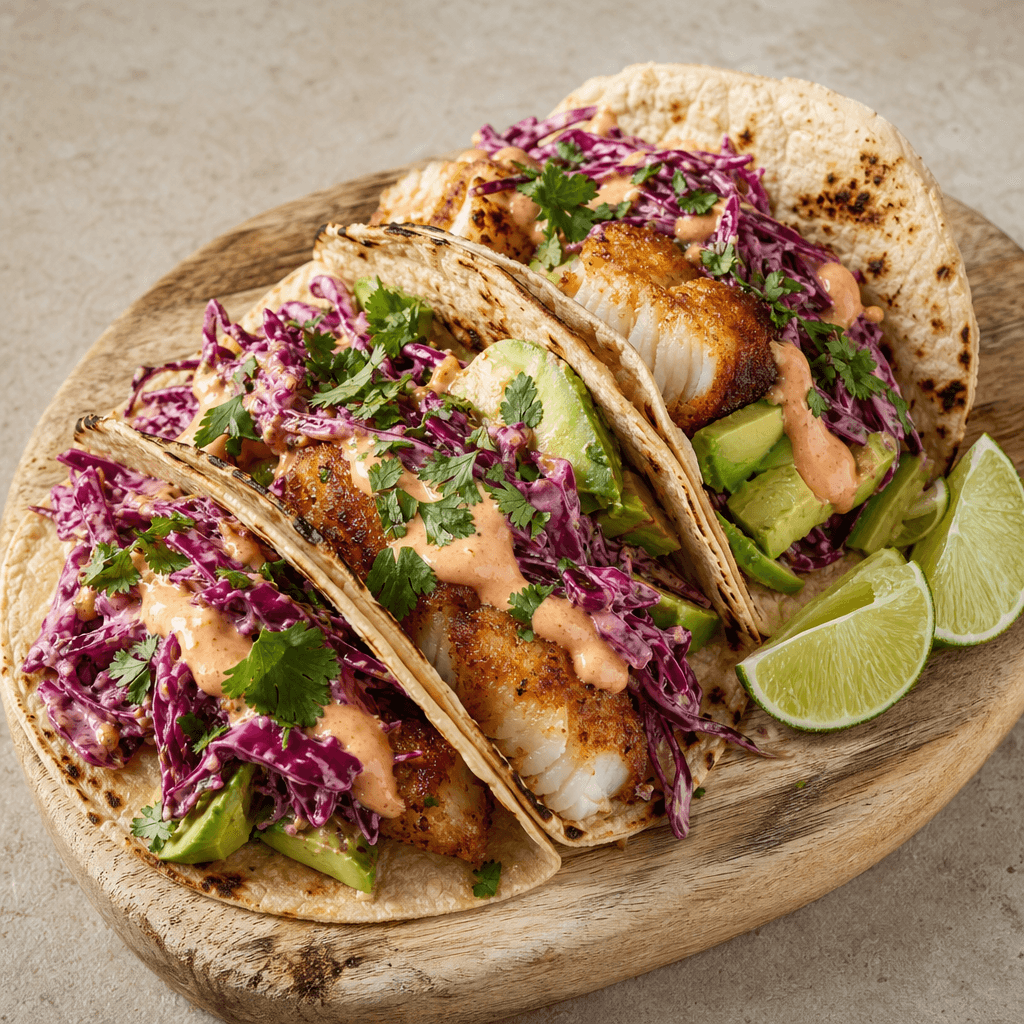 Crispy Fish Tacos with Lime Slaw