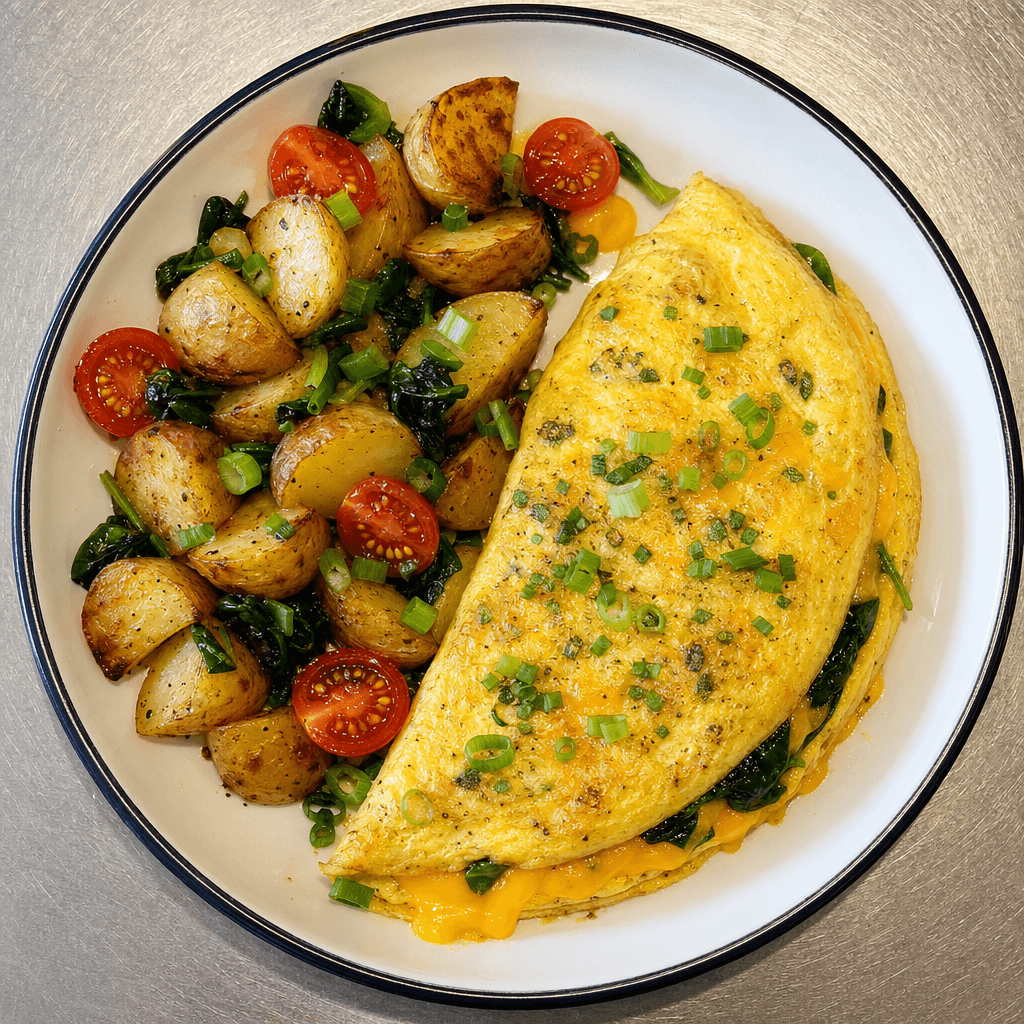 Chive & Cheddar Omelette with Potatoes