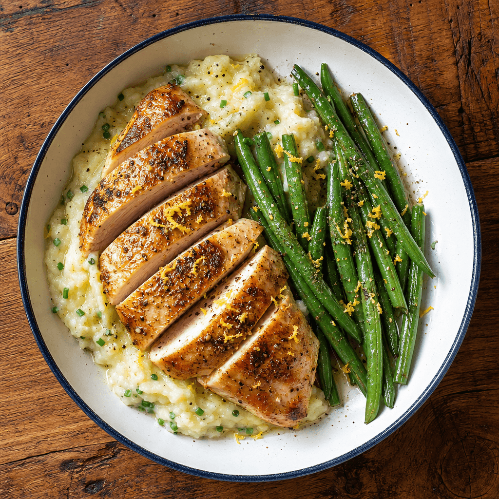 Chicken with Chive Mash & Green Beans