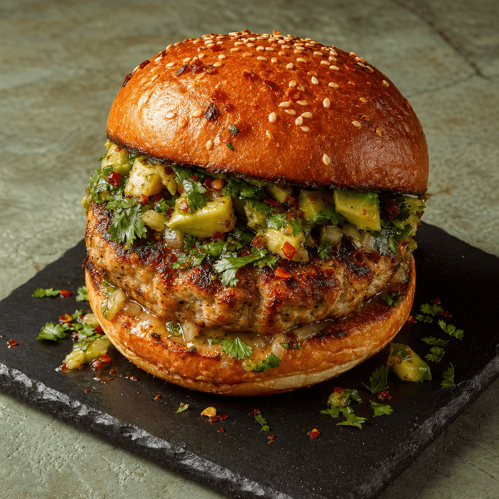 Spiced Turkey Burger with Avocado Salsa