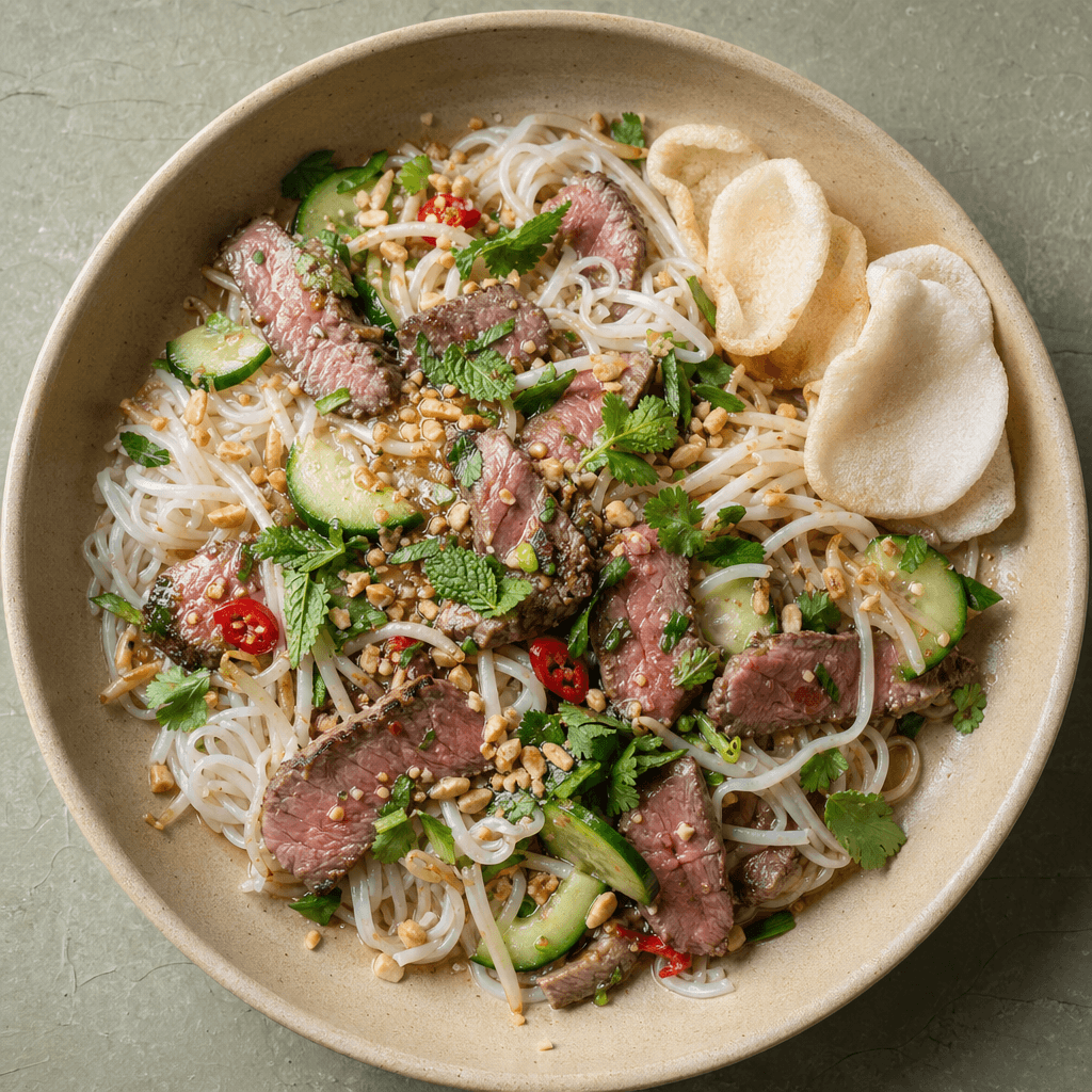 Vietnamese-Style Beef Salad with Rice Noodles