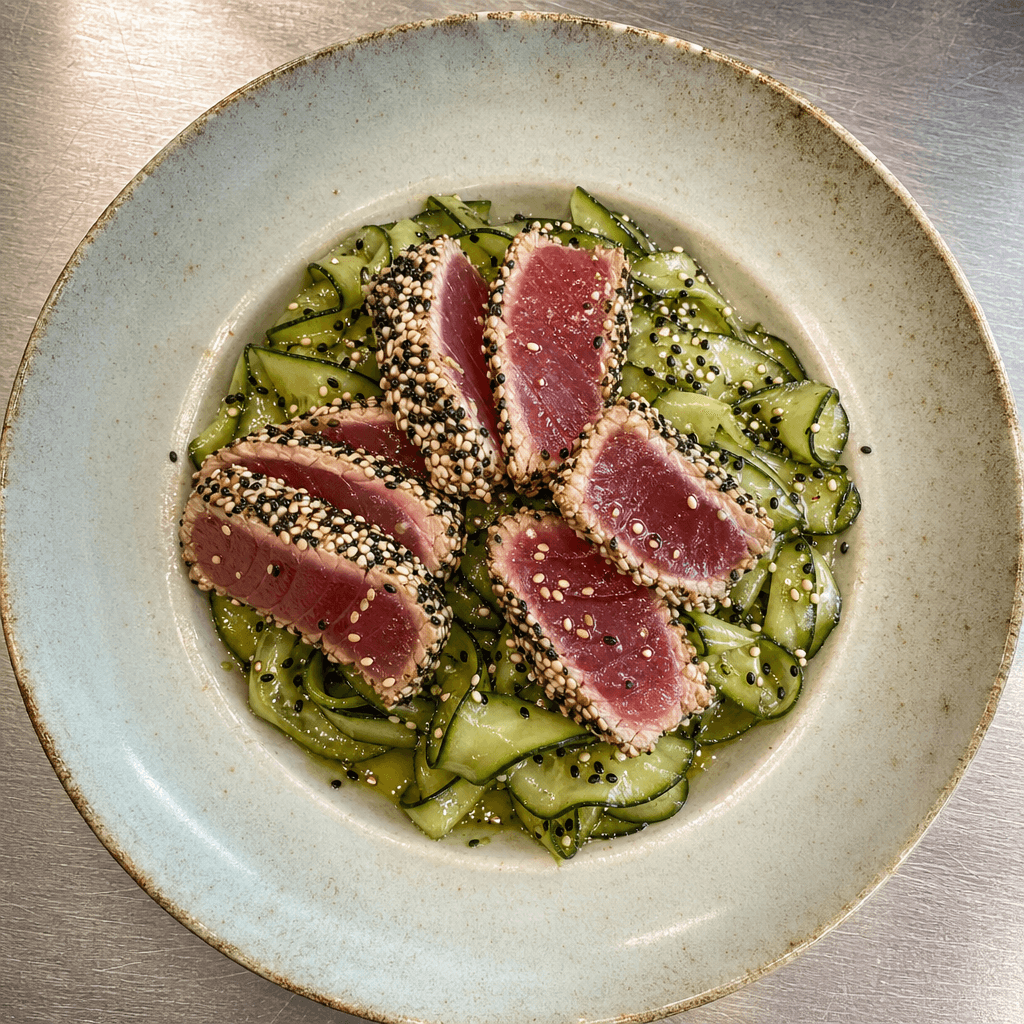 Sesame-Crusted Tuna with Cucumber Noodles