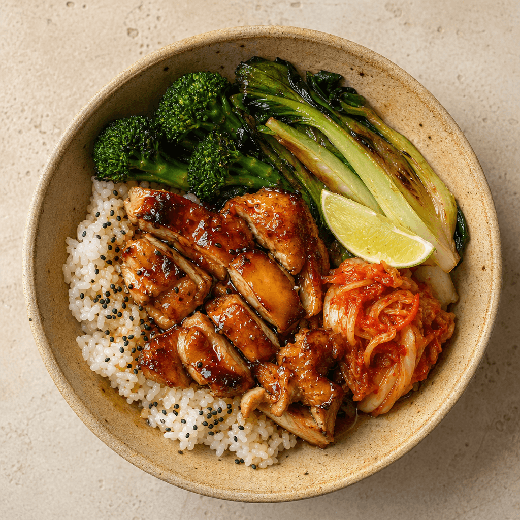 Miso Chicken with Greens & Sesame Rice
