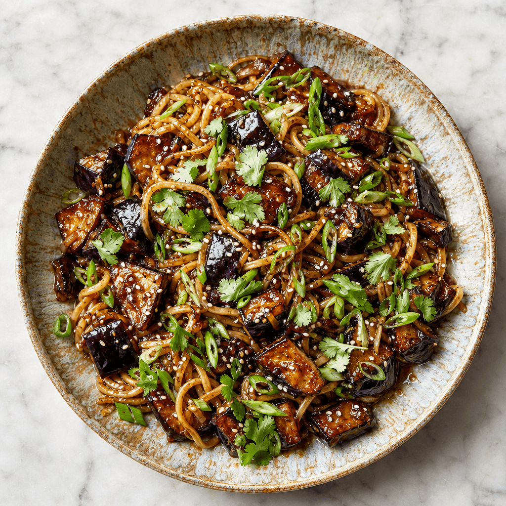 Sticky Miso Aubergine Noodles
