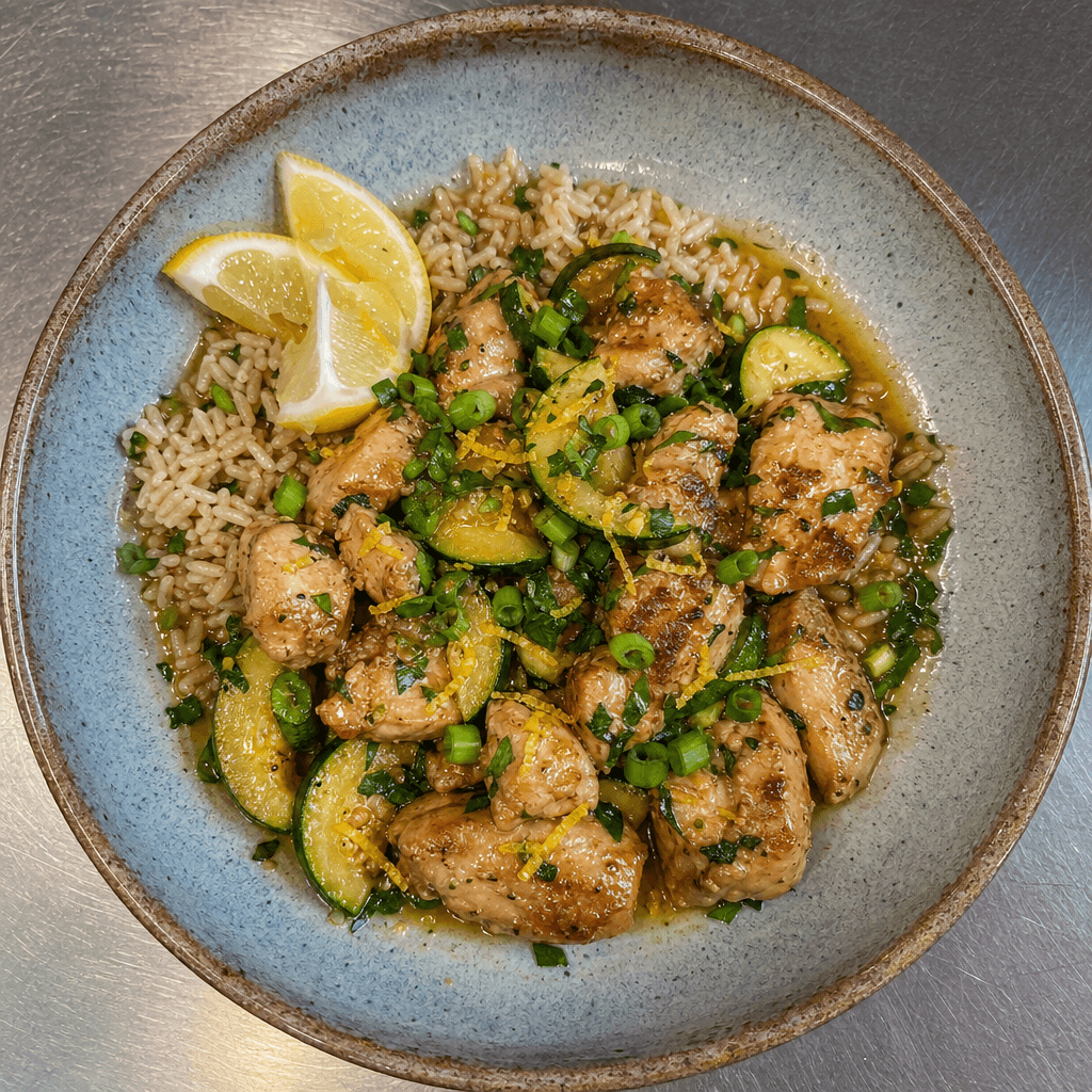 Garlic Butter Chicken with Courgette & Brown Rice