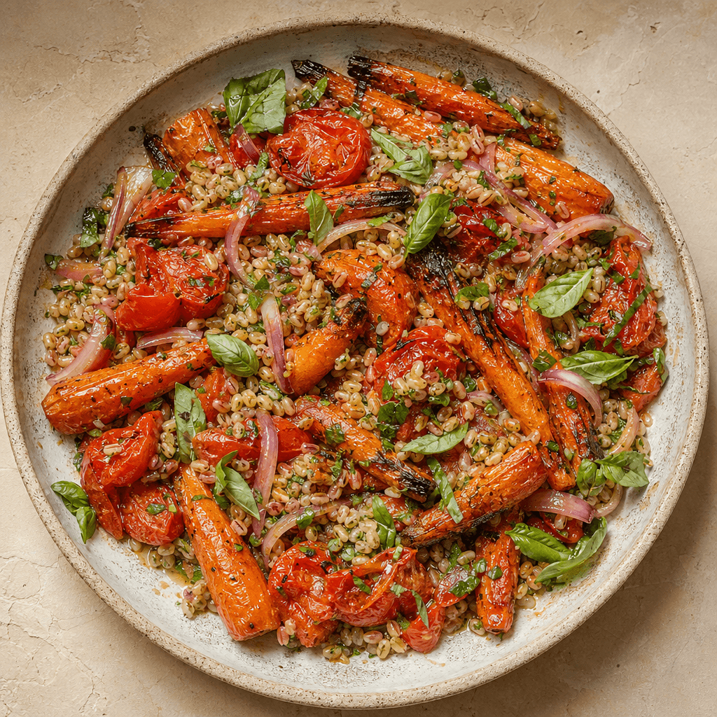 Carrot, Lemon, Roasted Tomato and Barley Salad