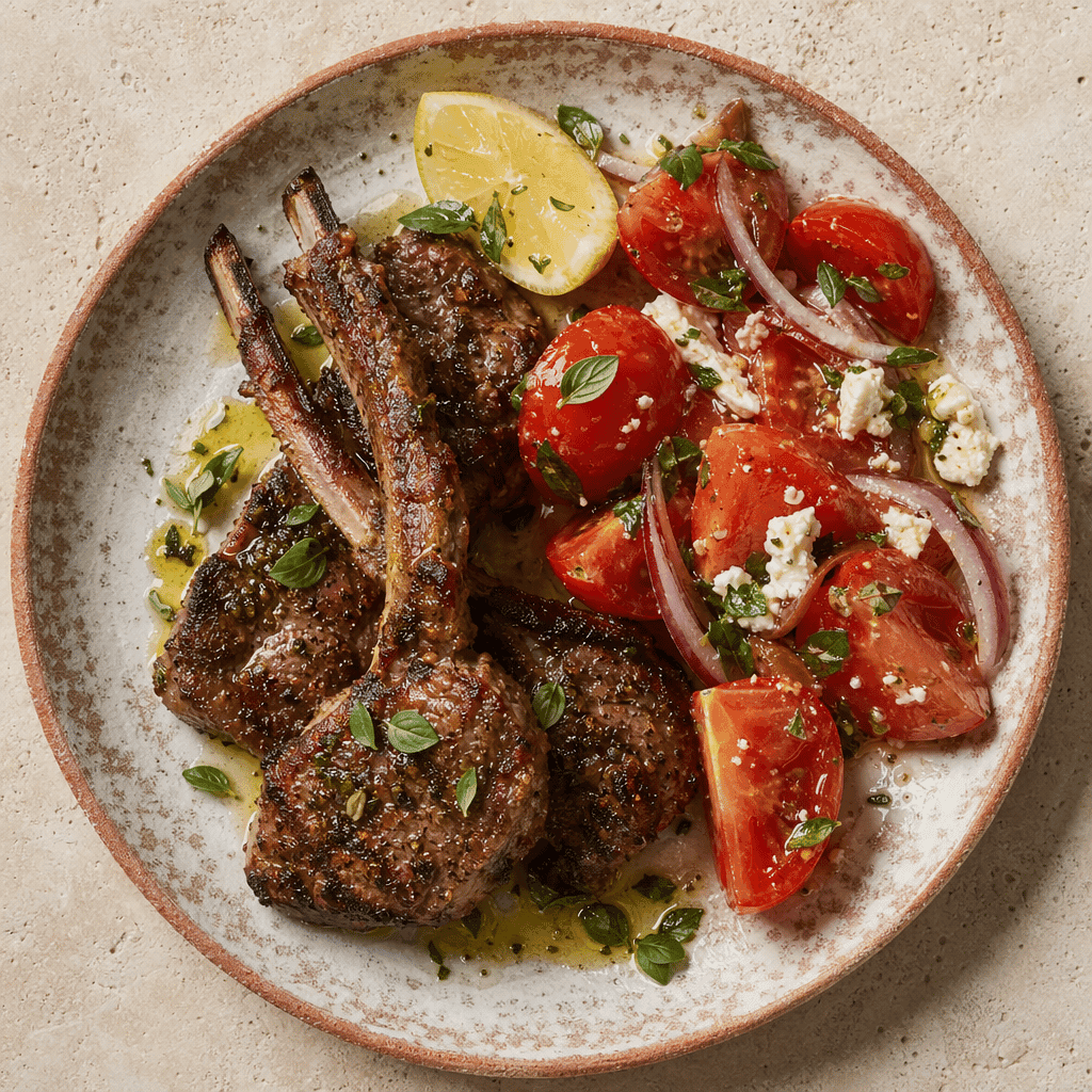 Grilled Lamb Chops with Greek Salad