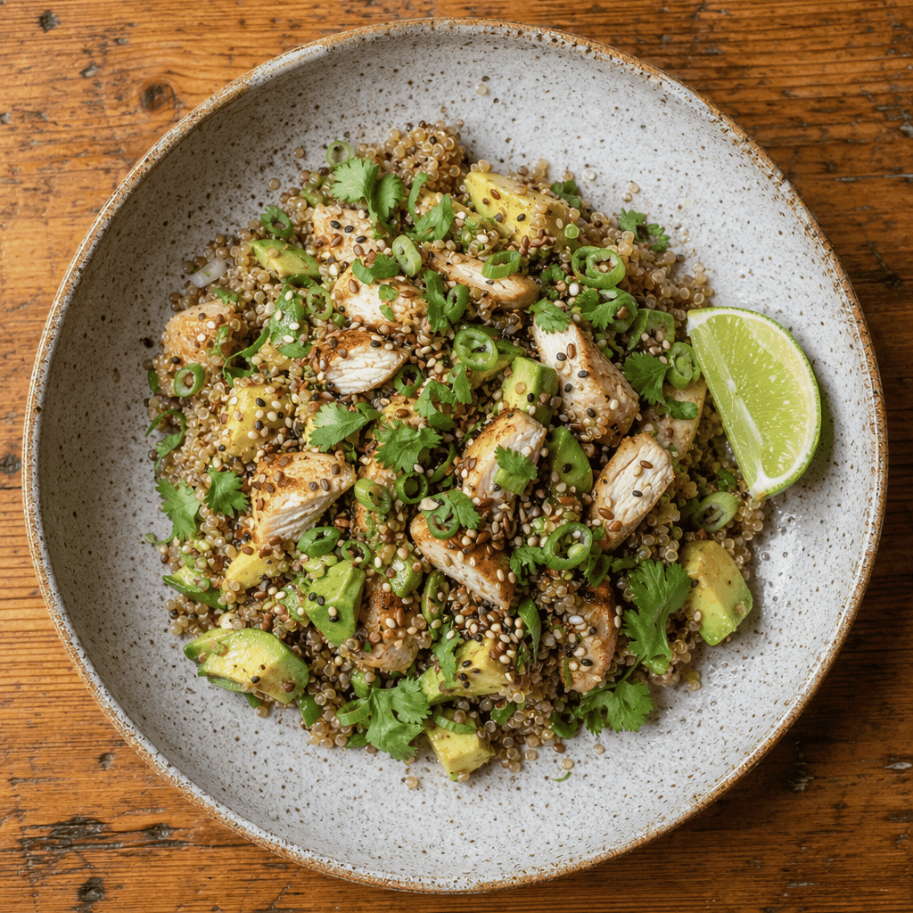 Chicken and Avocado Protein Bowl with Seeds