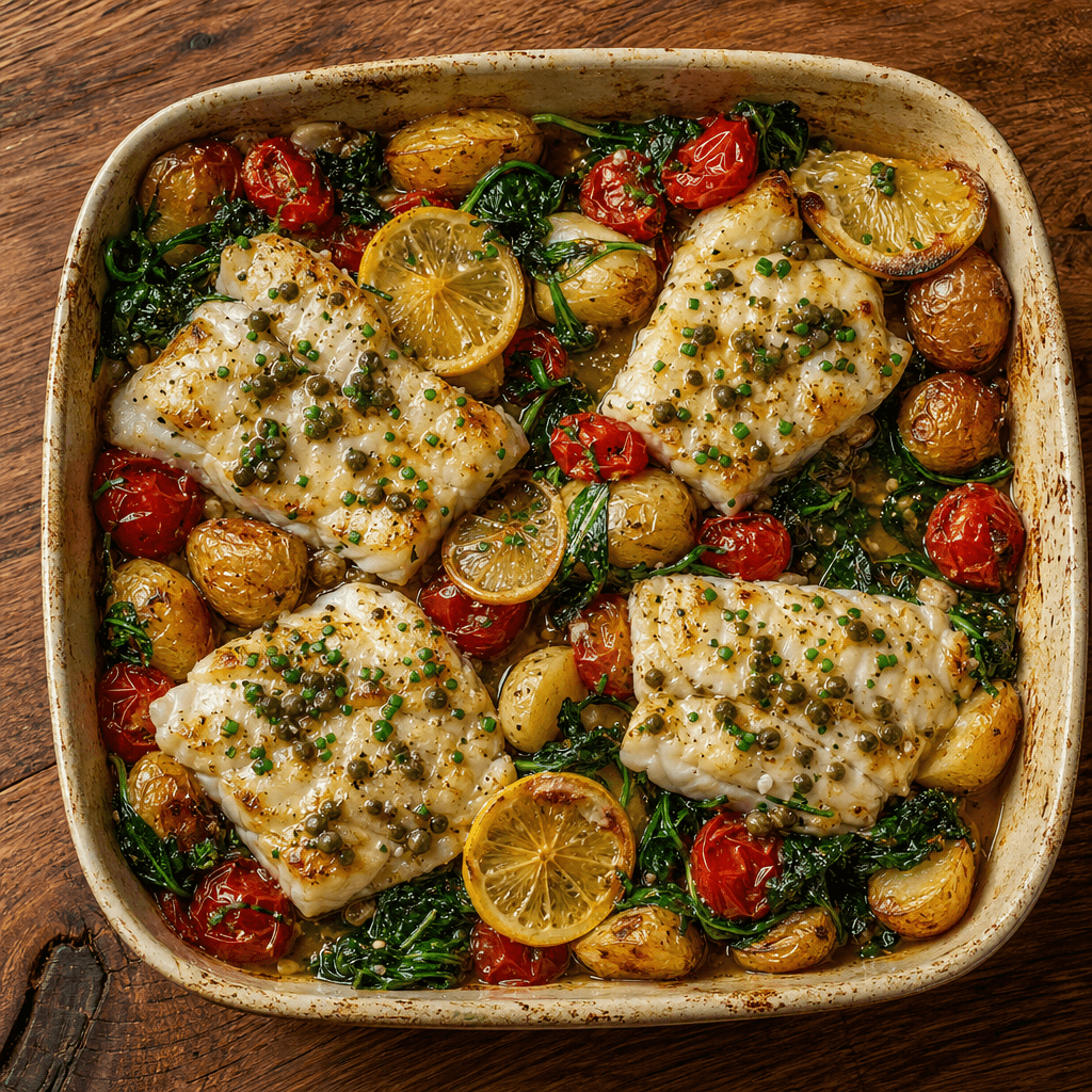 Baked Cod with Lemon & Capers