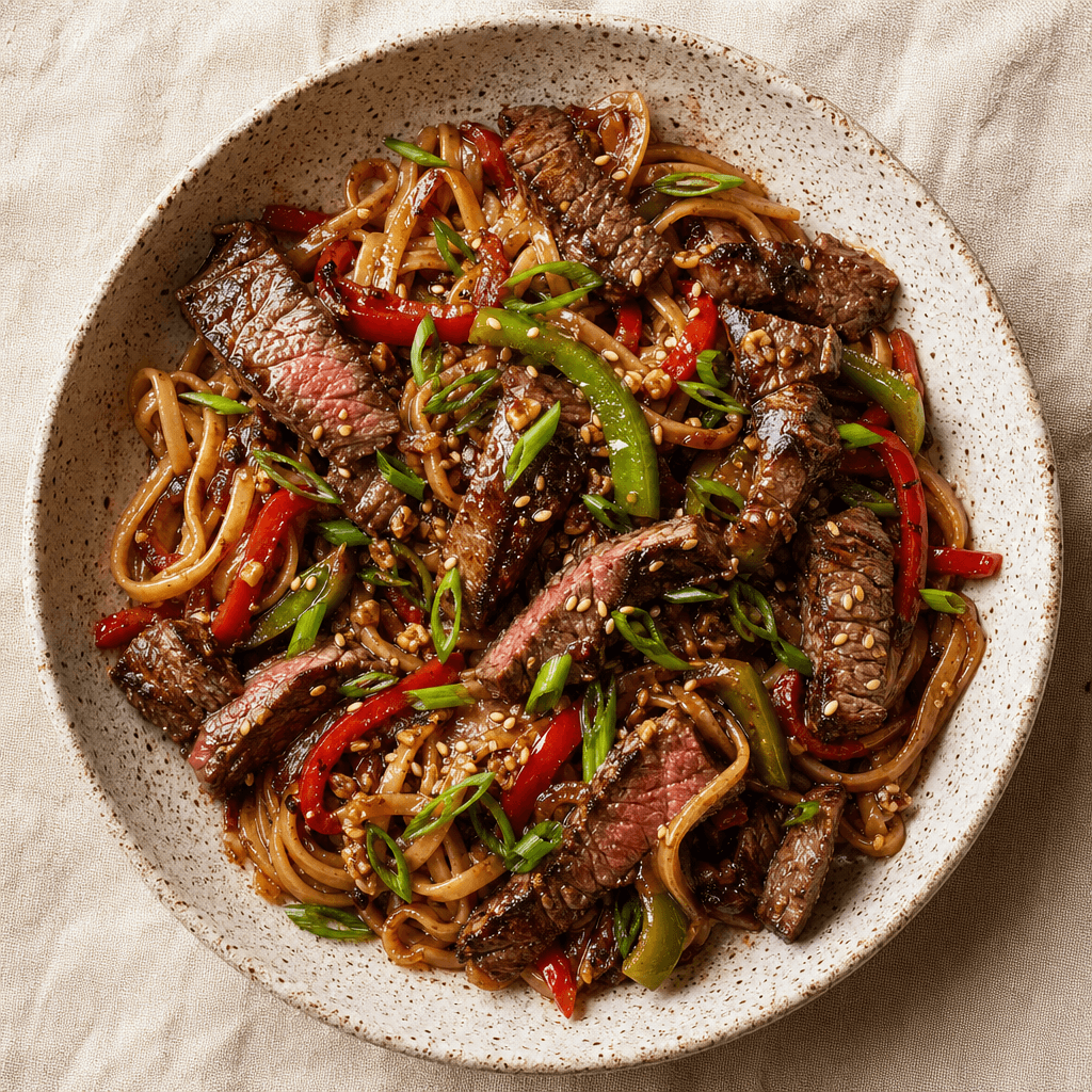 Sizzling Beef & Pepper Noodles