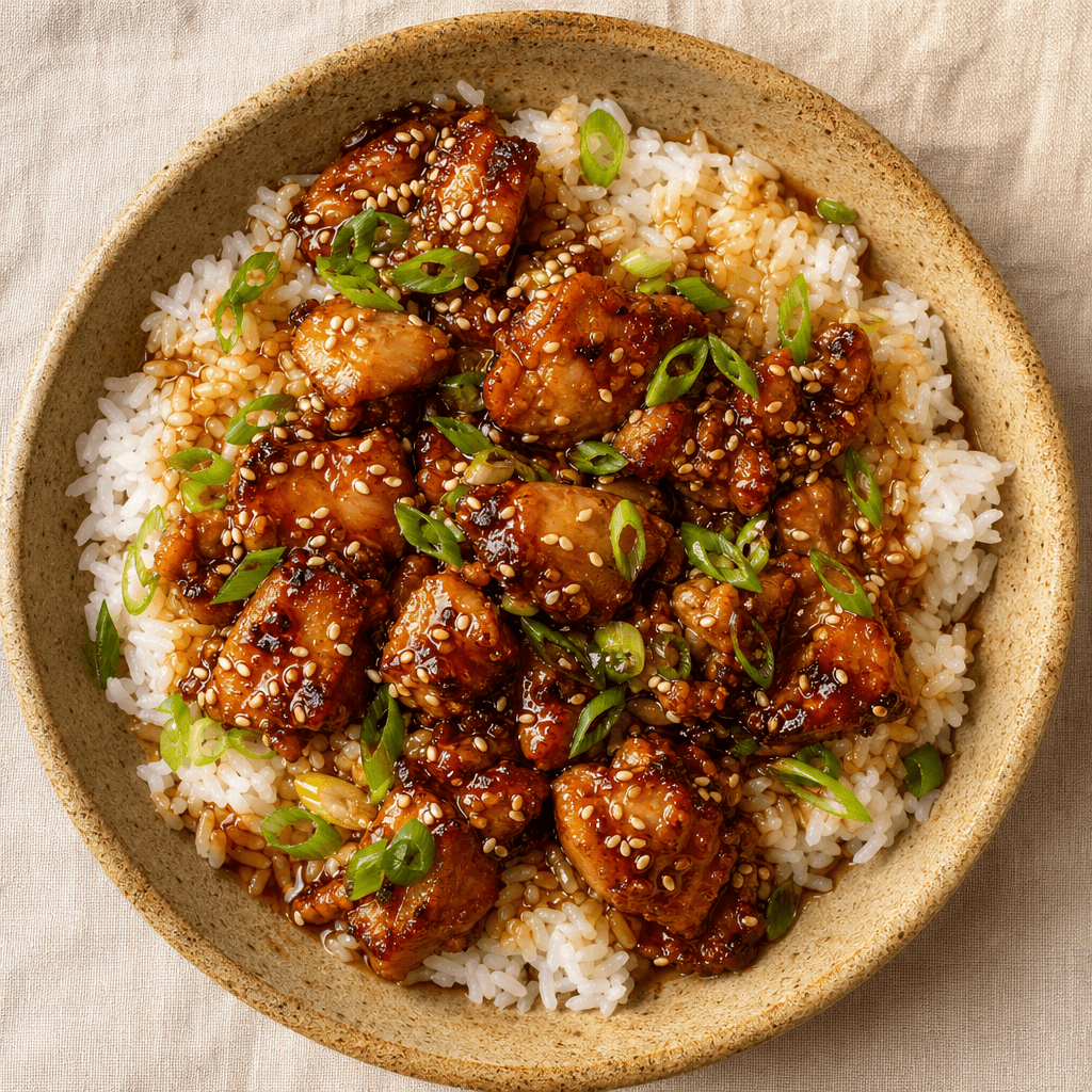Sticky Soy Chicken Thighs with Jasmine Rice
