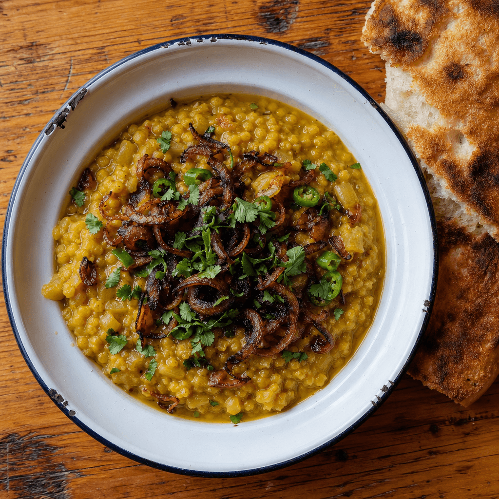 Coconut Dahl with Crispy Onions