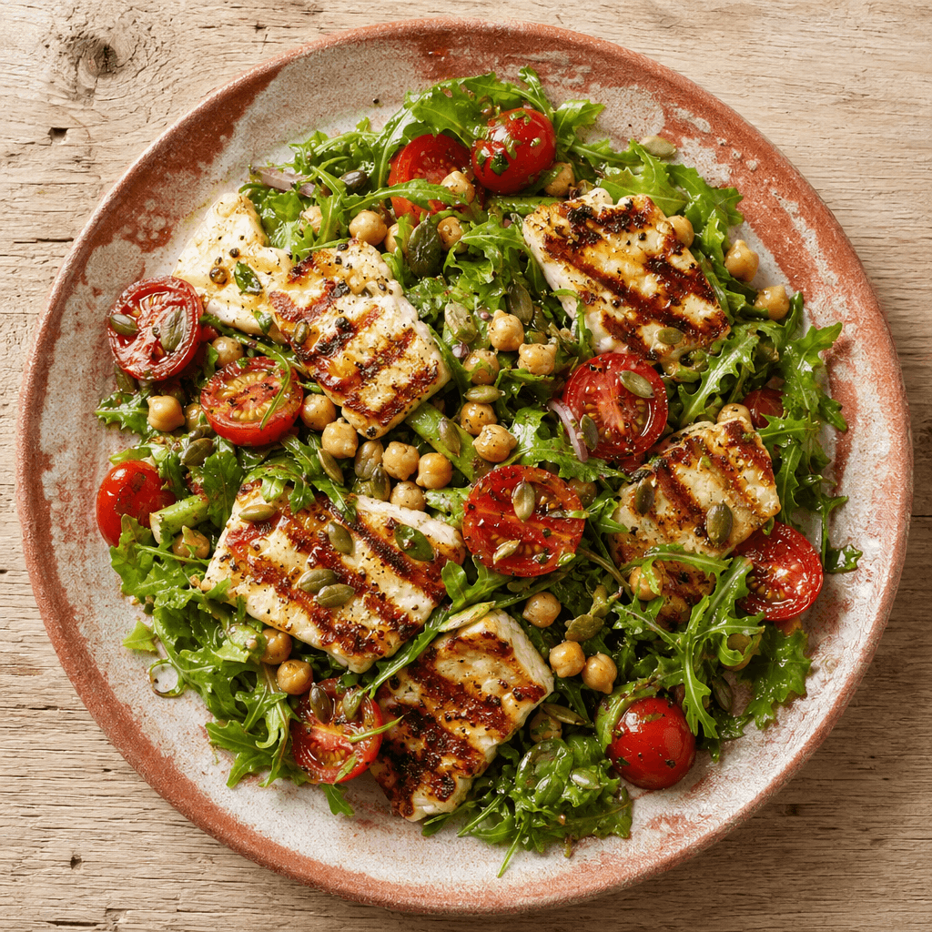 Grilled Halloumi & Chickpea Power Salad