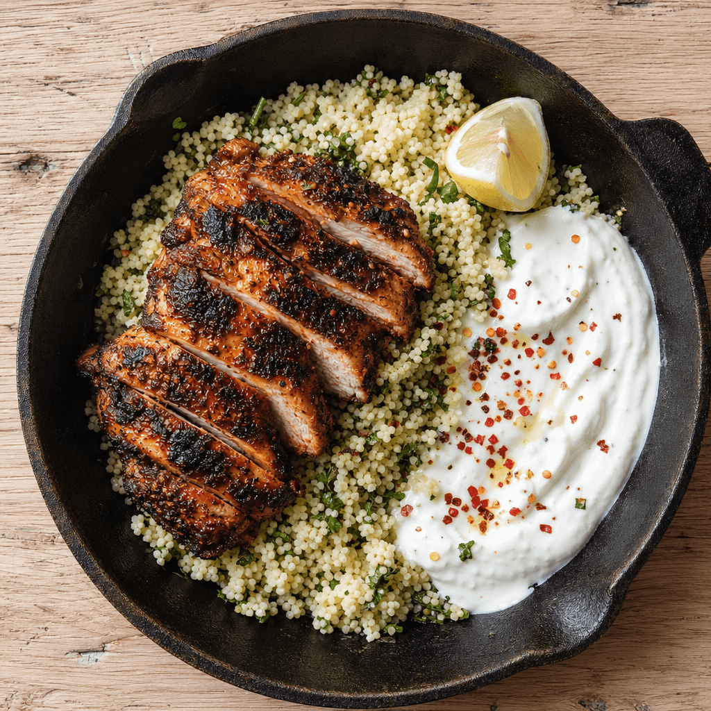 Harissa Chicken with Herby Lemon Couscous