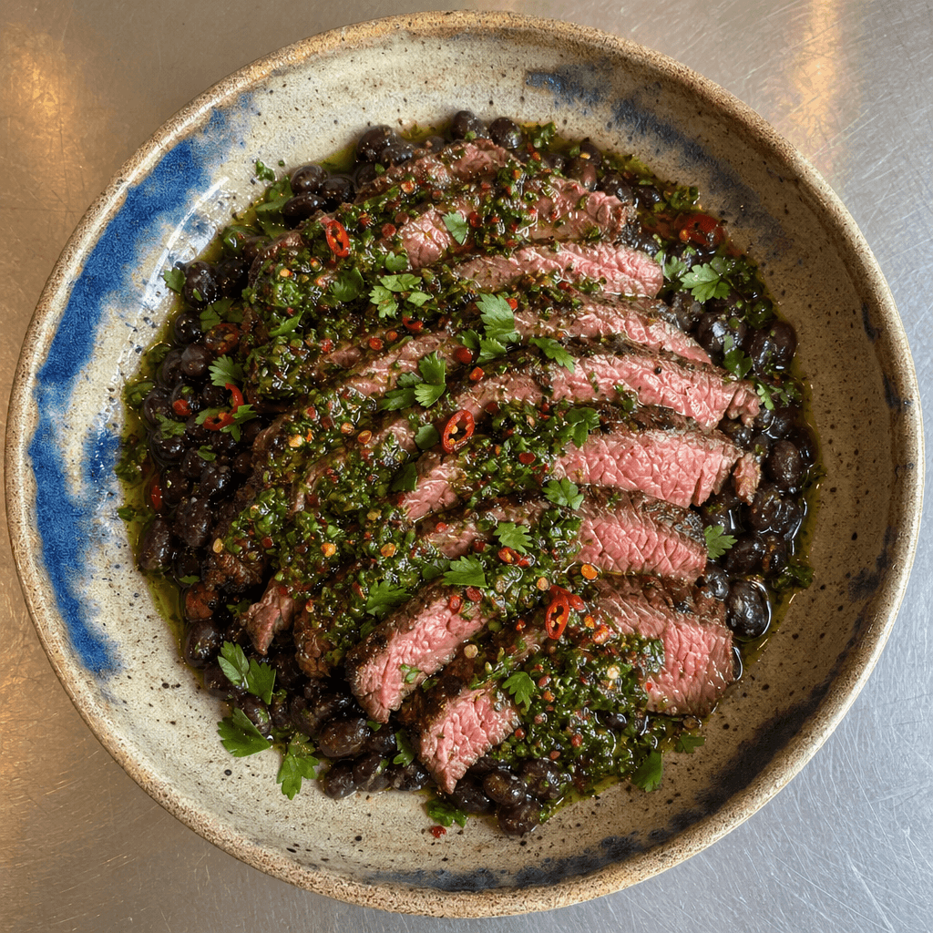 Chimichurri Flank Steak with Black Beans